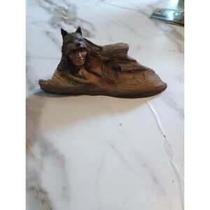 Vintage Native American Sculpture Gift of the Wolf Limited Edition Resin Figurin